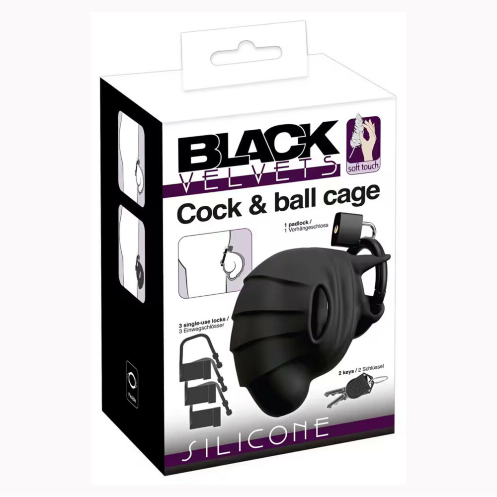 Black Velvet Silikonski kavez za penis i testise